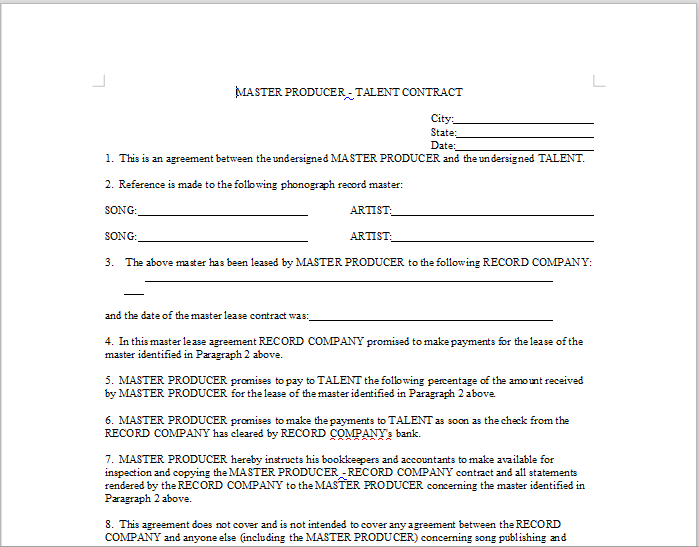 producer contracts agreement